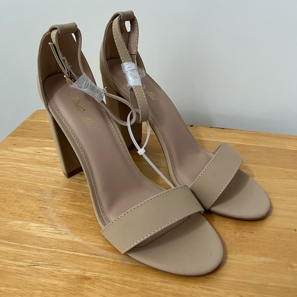 Nude Chunky Heel Sandals